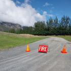 A makeshift cordon set up near the site of the accident. Photo: Melissa Ready 