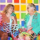 Otago Art Society committee members Jenny Longstaff (left) and Tash Hurst at the Rainbow...