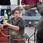 Kaikoura bull fighter Claude Armstrong receives a black eye from bull On Ice at the 2023 National...