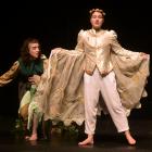 Queen’s High School pupils Kit Speigel (left) and Lucy Grant perform a scene from A Midsummer...