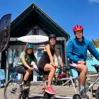 Keeping fit during the Aotearoa Bike Challenge are (from left) registered nurses Lucy Campbell,...