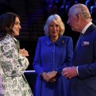 King Charles and Camilla, Queen Consort, met UK's Eurovision Song contestant Mae Muller in...