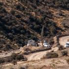 Santana Minerals contractors drilling near the historic "Come in Time" battery site, about 2km...