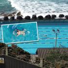 A few swimmers take a dip in the St Clair Hot Salt Water Pool yesterday as part of preparations...