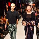 Dan Collings walks the catwalk at iD Dunedin Fashion with his winning wool designs. PHOTO: CHRIS...