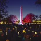 One of the largest crowds for many years gathered at the cenotaph in Queens Gardens yesterday for...