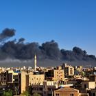 Smoke rises over Khartoum during clashes between the Sudanese Armed Forces and the paramilitary...