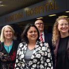 Health Minister Ayesha Verrall (centre) is joined by Dunedin Labour MPs (from left) Ingrid Leary,...