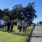 Invercargill health care staff members, their family and friends gather at a rally at the Gala St...