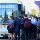 A large crowd of school children gather at Dunedin’s bus hub to get on the No 1 bus to Palmerston...