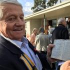 Russell Emmerson holds his grandfather George Bain Henderson’s leather-bound wartime diary from...