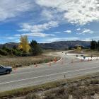 Cones mark the road ahead of the left turn on to Mutton Town Rd from State Highway 8 south of...
