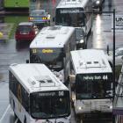 Buses make their way through the bus hub last month. PHOTO: ODT FILES