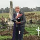 Rev Penny Sinnamon of Omakau, with Dunstan Parish vicar, Rev Craig Smith at Drybread Cemetery....