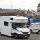 Campervans remain parked in the freedom camping section of the Thomas Burns St car park in...