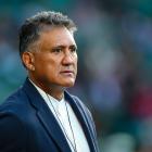 Japan head coach Jamie Joseph looks on during the pre-match warm-up before his team’s Autumn...