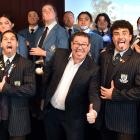 King’s old boy Finance Minister Grant Robertson poses with He Waka Kōtuia, the King’s and Queen’s...