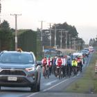 Seventy-five cyclists ride from Queenstown to Invercargill yesterday as part of the Westpac...