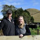 Delmont Angus co-owners Jono and Terri Cochrane at their annual bull sale on farm in Kuriwao...