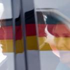 Britain's King Charles and Camilla, the Queen Consort, arrive by car at Berlin Brandenburg...