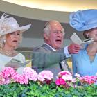 King Charles is animated as he watches a race on day five of the Royal Ascot meeting this week....