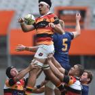 Zingari-Richmond lock Lawrence Leung-Wai wins the ball during a premier grade game against...
