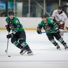 Ian Audas (left) and Ryan Wonfor in action for the Dunedin Thunder during a New Zealand Ice...