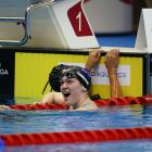 Erika Fairweather celebrates her bronze medal in the 400m freestyle at the world championships in...