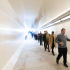 Kai Tahu kaumatua Darren Rewi leads a procession to bless the new Wooing Tree Walkway, an...