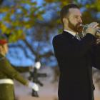 Ralph Miller plays Last Post during an Anzac dawn service in Dunedin. Photo: ODT files