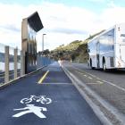 Concerns have been raised about a bus stop placed on the new cycleway on State Highway 88 between...