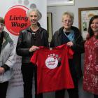 Invercargill women Barbara Ashbrook, Shona Connor, Pam Ashbrook and E tū organiser Jinnette...