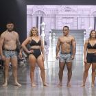 Angus Ta'avao, Alana Bremner, Sevu Reece, Amy du Plessis and George Bower on the runway for...