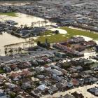 An aerial photo of South Dunedin, near King's High School and Queen's High School, during the...