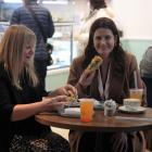 National’s deputy leader Nicola Willis and Invercargill MP Penny Simmonds shared a cheese roll...