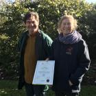 Dr Stephen Utick with Dunedin Botanic Garden camellia and theme curator Marianne Groothuis...