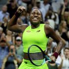 Coco Gauff celebrates after winning her semi final match against Karolina Muchova. Photo: Reuters 