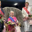 Blossom Festival Senior Queen Jill Checketts is flanked by runners-up Linda Leckie (left) and...