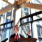 Prime Minister Chris Hipkins speaks at the opening of the new Otago Polytechnic’s He Toki Kai Te...