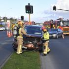 Emergency services were called to the two car crash about 4.40pm. PHOTO: STEPHEN JAQUIREY 