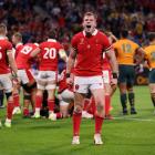 Nick Tompkins of Wales celebrates his side's victory at the final whistle. Photo: Getty Images