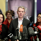 Chris Hipkins speaking to media in Porirua today. Photo: NZ Herald
