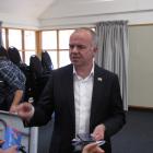 Act Party candidate for Southland, Todd Stephenson, discusses election prospects with those who...