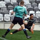 Otago Whalers winger Sala Fifita is all smiles as he scores a try in the match against Canterbury...