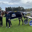 Trainers Steve and Amanada Telfer hold Aardies Express after her win in yesterday’s Hannon...