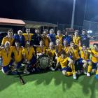 The Otago men’s hockey team celebrate winning back-to-back Challenge Shields in Hamilton on...