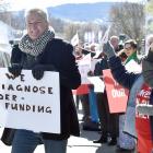 Senior doctors and supporters protest in Cumberland St, Dunedin, yesterday against the pay and...