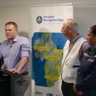 Pictured at a media conference in Queenstown on Saturday night are (from left) Emergency...