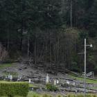 Logs flood on to the Queenstown cemetery yesterday. PHOTO: Gregor Richardson