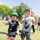 Pre-schoolers Archie Fairbairn 3 (left), and Bryn Karena, 4, after taking part in the 3-4-year...